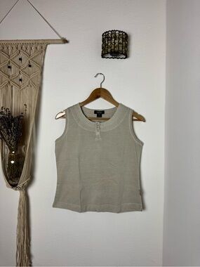 Woolrich Sleeveless Henley Tank in Light Taupe